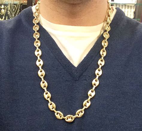 solid 14k gold gucci-link chain necklace|puffed gucci link gold chain.